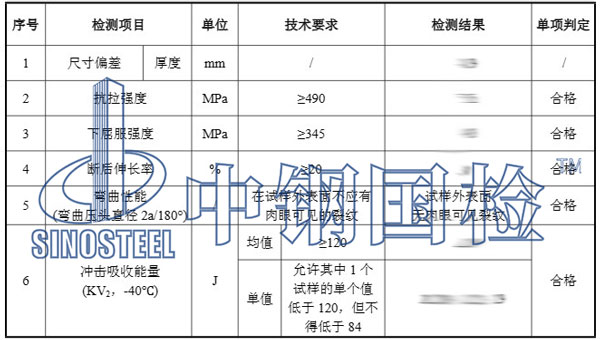 檢測項目結(jié)果