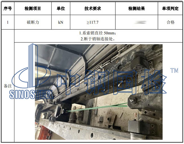 吊索具檢測項(xiàng)目結(jié)果